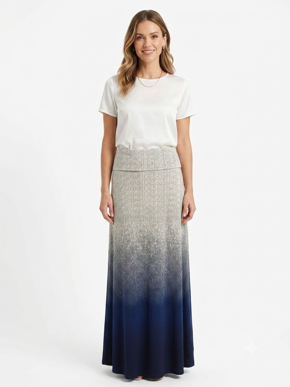 Gradient Navy Ombre Maxi Skirt